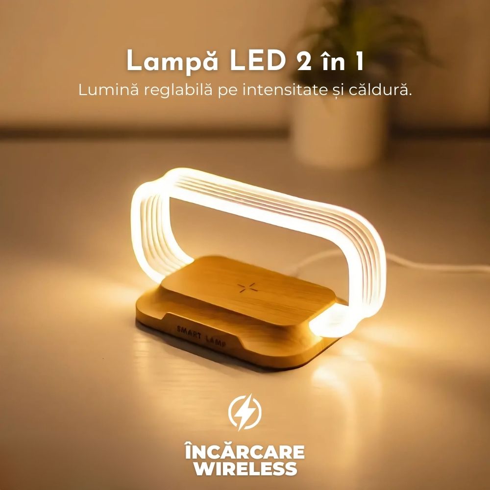 Lampă LED 2 în 1 cu Încărcare Wireless