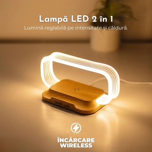 Lampă LED 2 în 1 cu Încărcare Wireless
